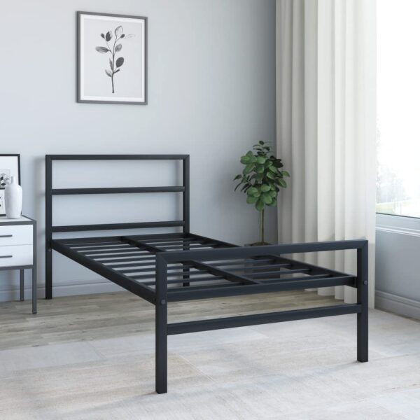 Metal Single Bed in Black Finish