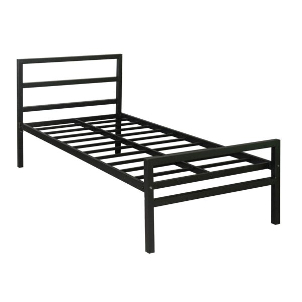 Metal Single Bed in Black Finish